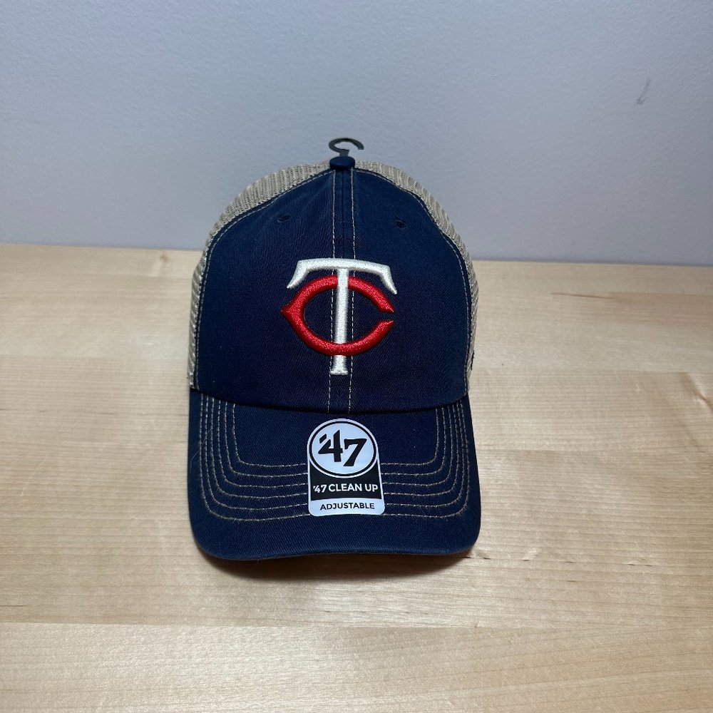 Minnesota Twins Hat Cap 47 Brand Clean Up Mesh Snapback Adjustable Navy Tan New